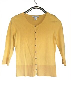 White House Black Market Yellow Button-Front Cardigan